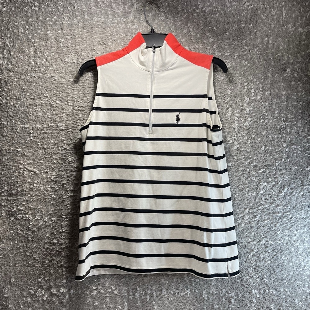 Polo Ralph Lauren Golf Sleeveless Polo Shirt Large Cotton Preppy Sports 1/4 Zip